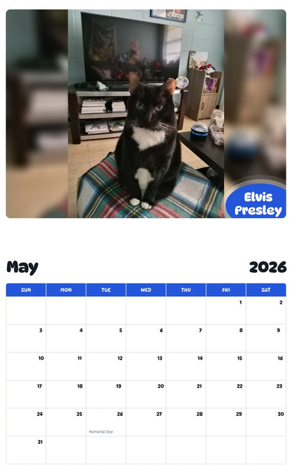 2026 - 2027 Elvis Presley - Pawidols Pet Calendar