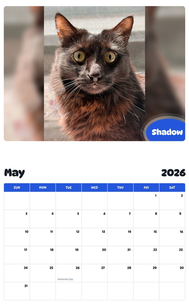 2026 - 2027 Shadow - Pawidols Pet Calendar