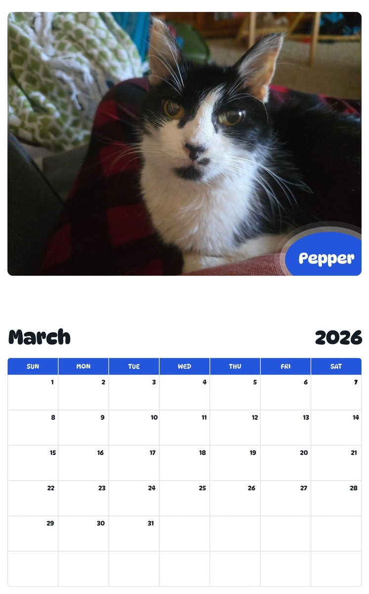 November 2025 - October 2026 Pepper - Pawidols Pet Calendar