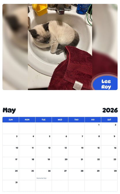 2026 - 2027 Lee Roy - Pawidols Pet Calendar