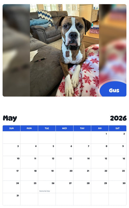2026 - 2027 Gus - Pawidols Pet Calendar