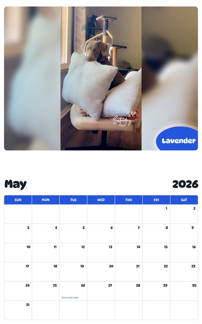 2026 - 2027 Lavender - Pawidols Pet Calendar