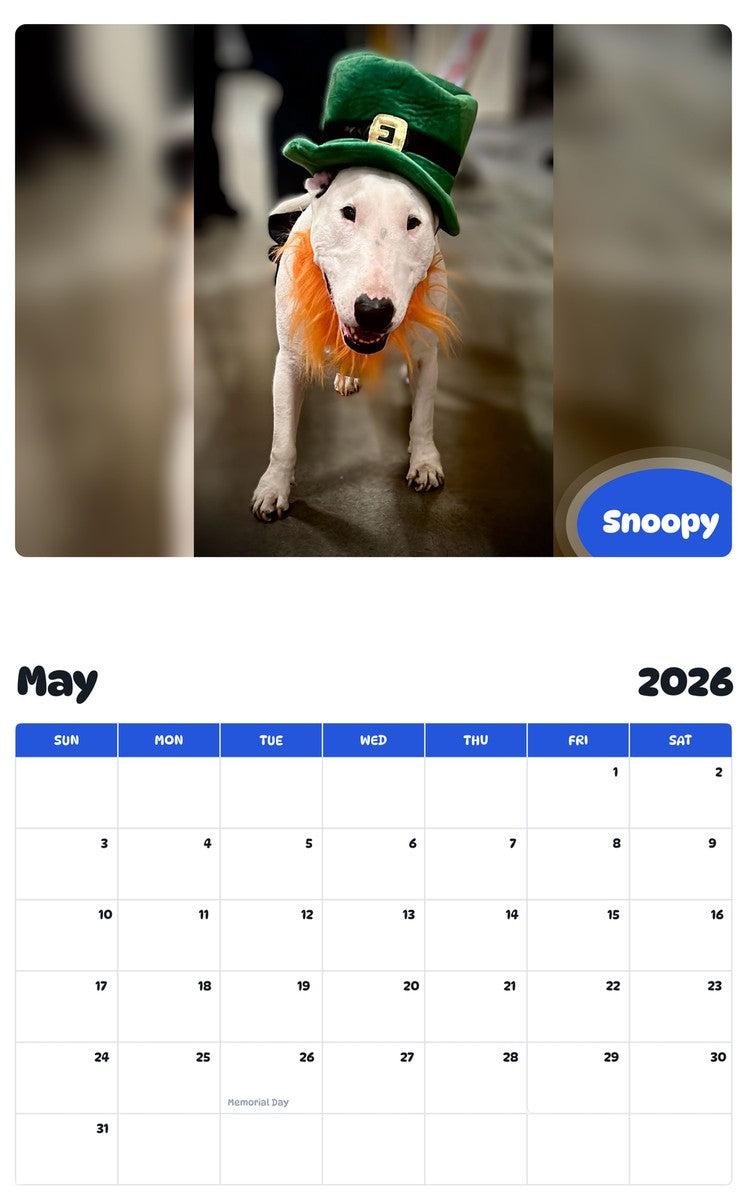 2026 - 2027 Snoopy - Pawidols Pet Calendar
