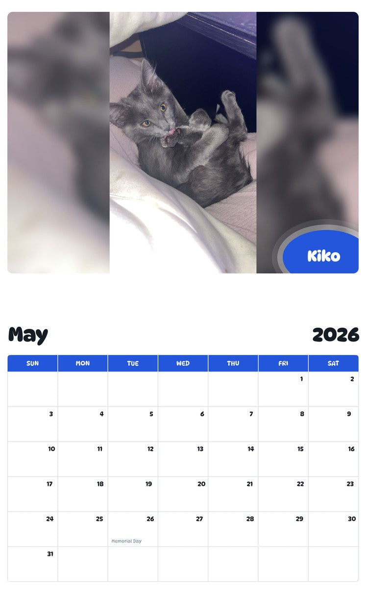 2026 - 2027 Kiko - Pawidols Pet Calendar