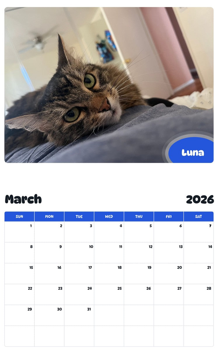 November 2025 - October 2026 Luna - Pawidols Pet Calendar
