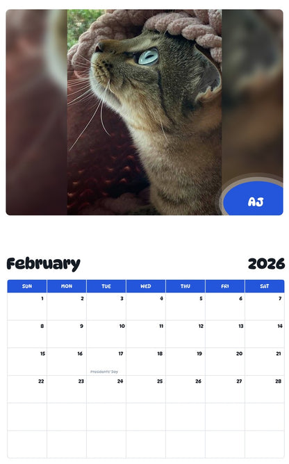 October 2025 - September 2026 AJ - Pawidols Pet Calendar