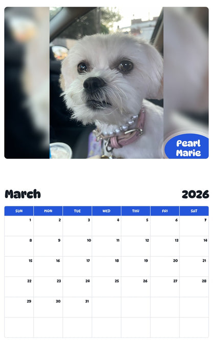November 2025 - October 2026 Pearl Marie - Pawidols Pet Calendar