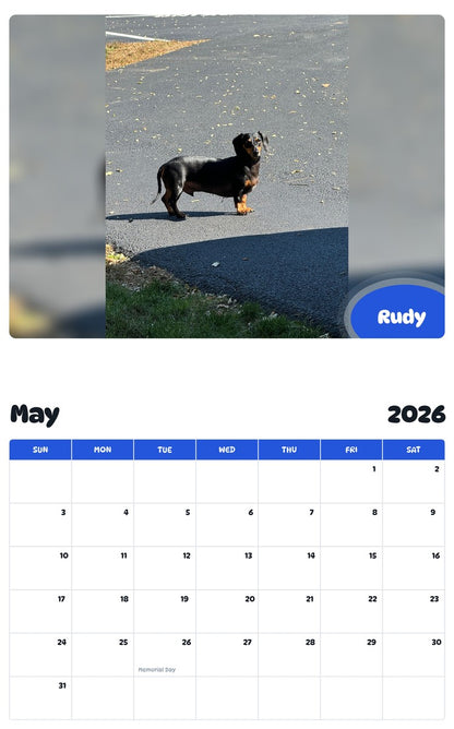 2026 - 2027 Rudy - Pawidols Pet Calendar
