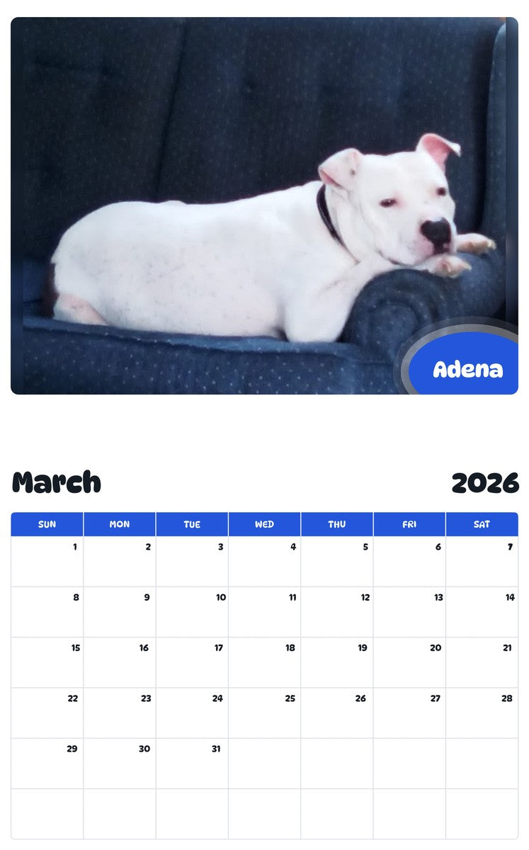 November 2025 - October 2026 Adena - Pawidols Pet Calendar