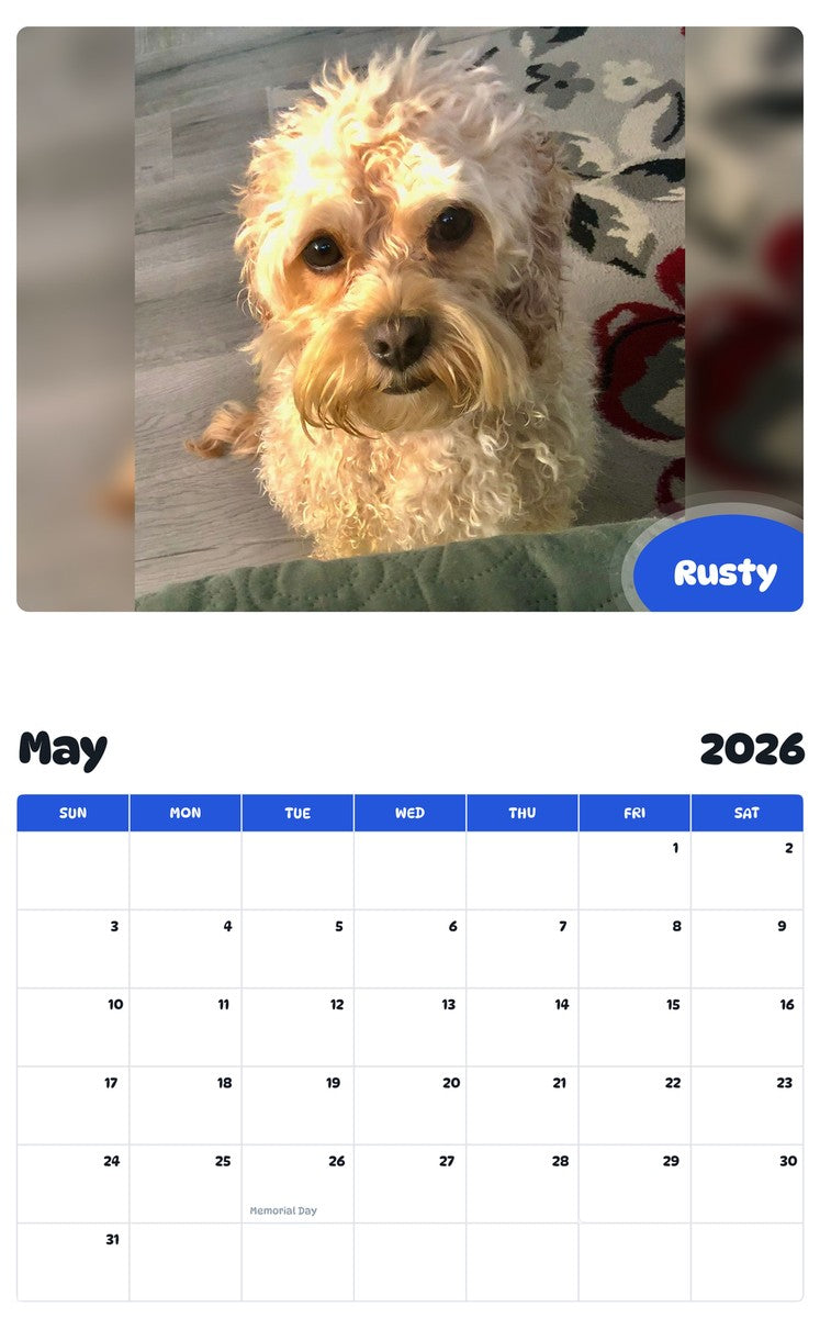 2026 - 2027 Rusty - Pawidols Pet Calendar