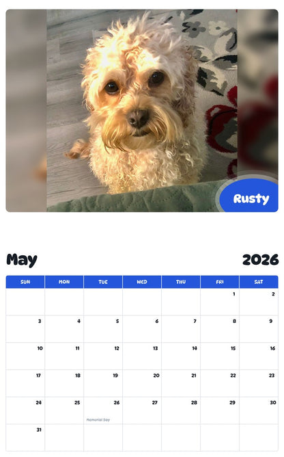 2026 - 2027 Rusty - Pawidols Pet Calendar