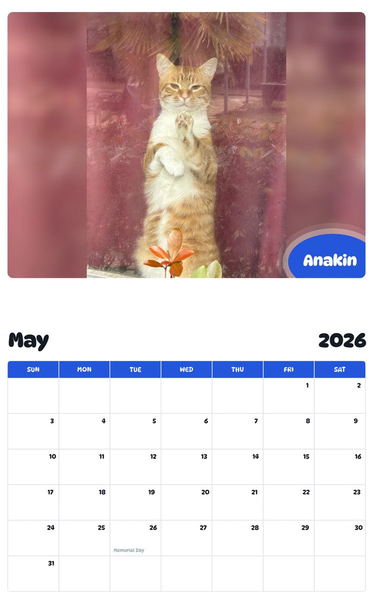 2026 - 2027 Anakin - Pawidols Pet Calendar