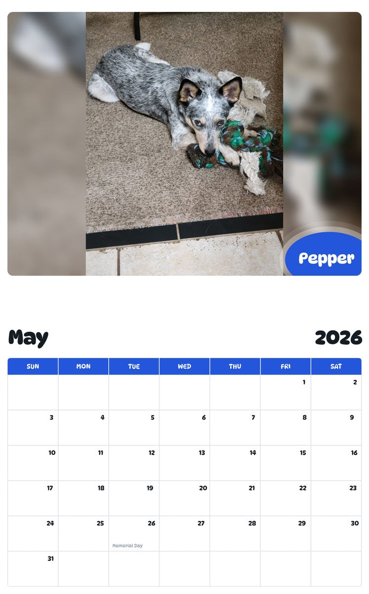2026 - 2027 Pepper - Pawidols Pet Calendar