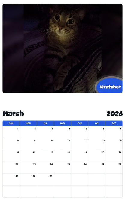 November 2025 - October 2026 Wratchet - Pawidols Pet Calendar