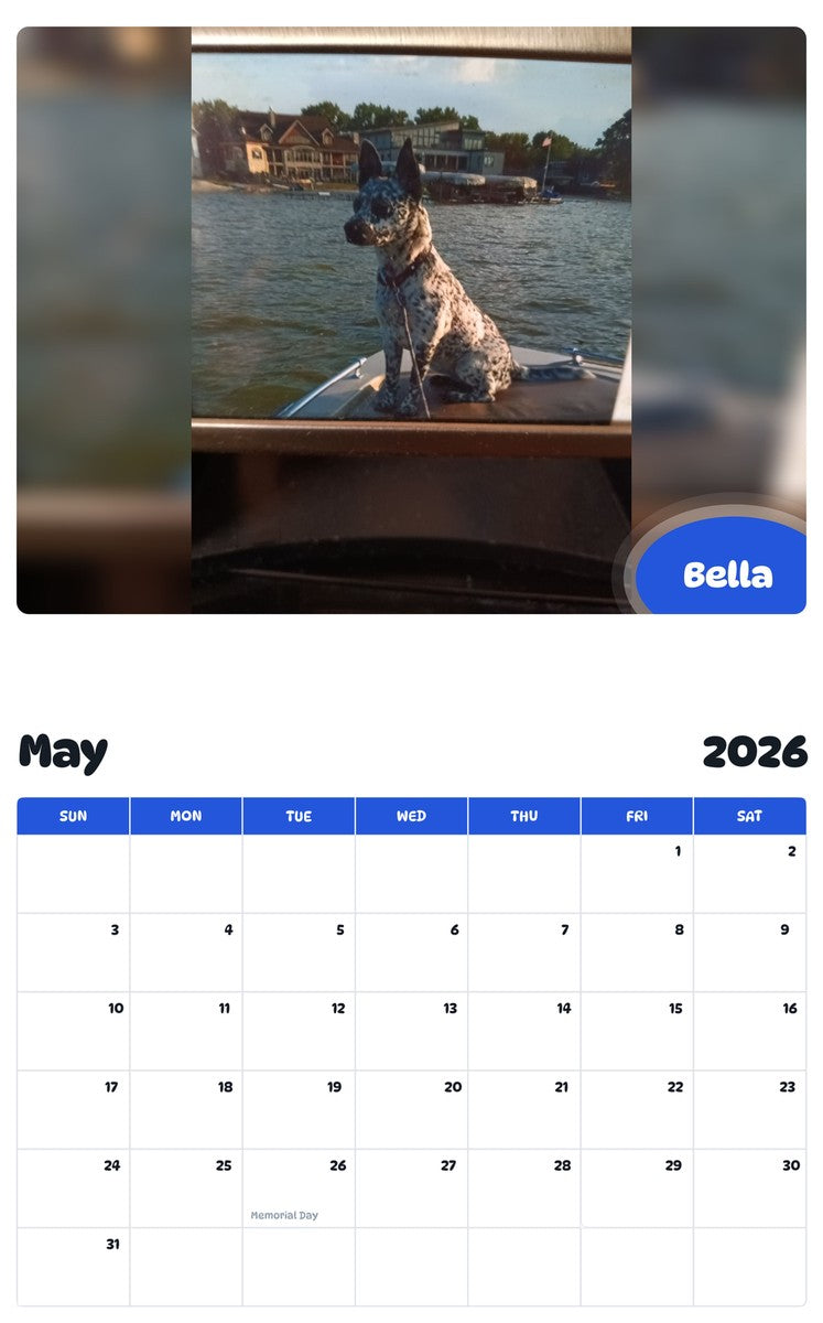 2026 - 2027 Bella - Pawidols Pet Calendar