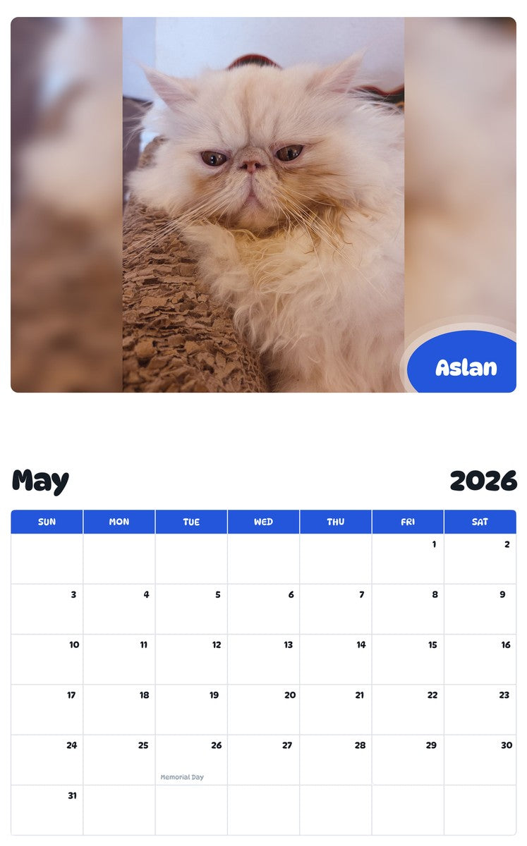 2026 - 2027 Aslan - Pawidols Pet Calendar