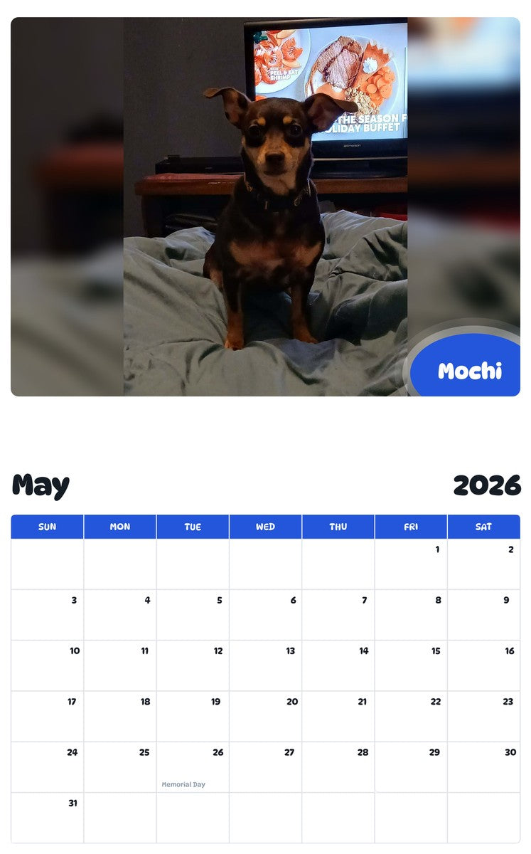 2026 - 2027 Mochi - Pawidols Pet Calendar