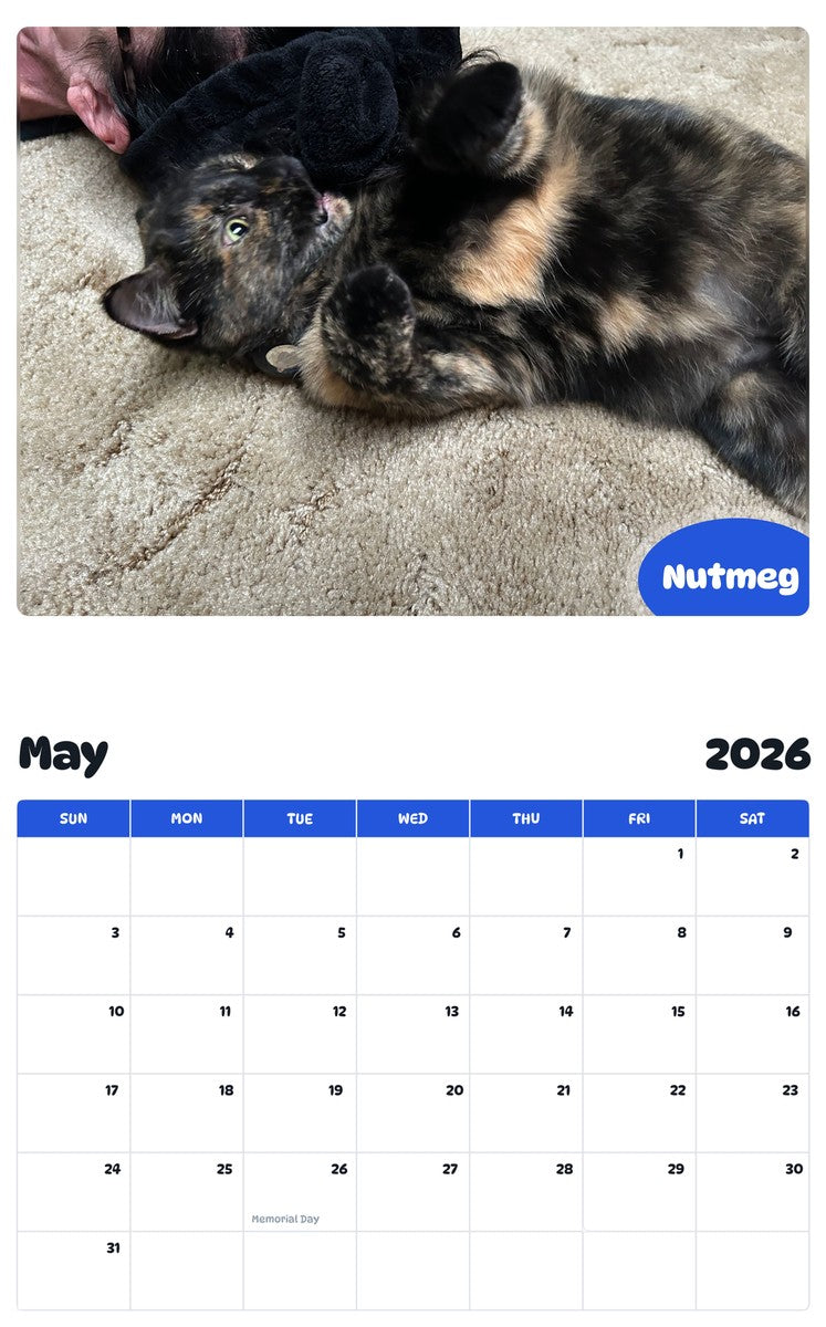 2026 - 2027 Nutmeg - Pawidols Pet Calendar