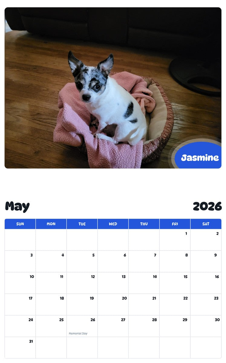 2026 - 2027 Jasmine - Pawidols Pet Calendar