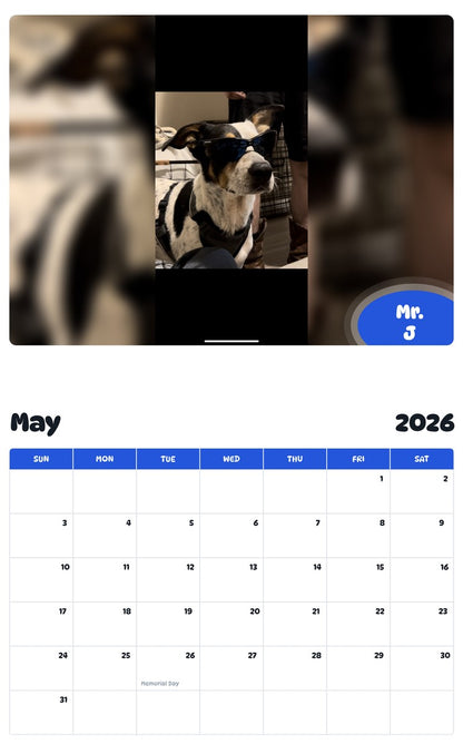 2026 - 2027 Mr. J - Pawidols Pet Calendar