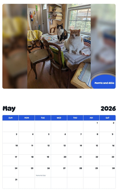 2026 - 2027 Morris and Allie - Pawidols Pet Calendar