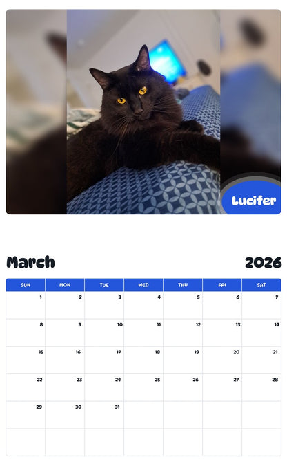 November 2025 - October 2026 Lucifer - Pawidols Pet Calendar