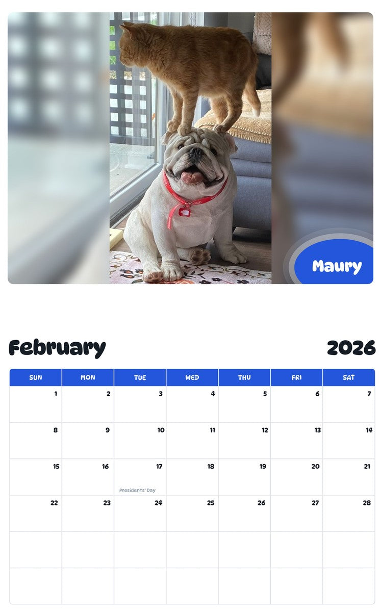 October 2025 - September 2026 Maury - Pawidols Pet Calendar