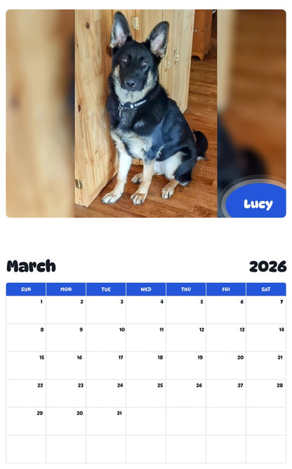 November 2025 - October 2026 Lucy - Pawidols Pet Calendar