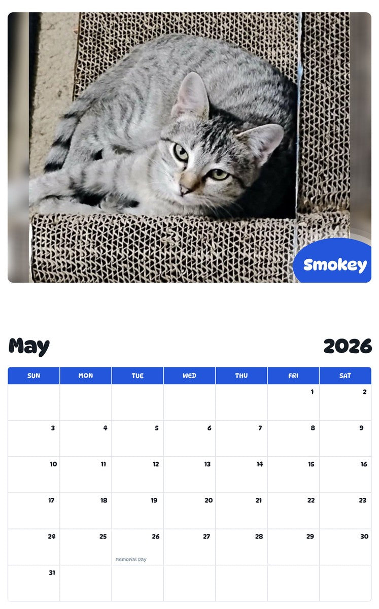 2026 - 2027 Smokey - Pawidols Pet Calendar