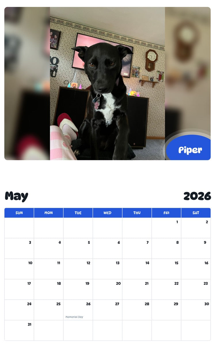 2026 - 2027 Piper - Pawidols Pet Calendar