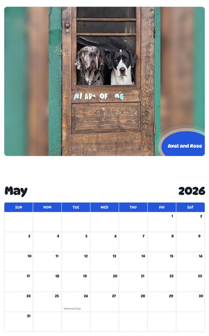 2026 - 2027 Axel and Rose - Pawidols Pet Calendar