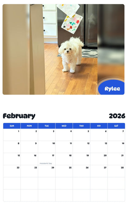 October 2025 - September 2026 Rylee - Pawidols Pet Calendar