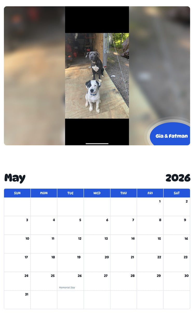 2026 - 2027 Gia & Fatman - Pawidols Pet Calendar