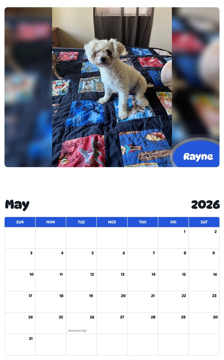 2026 - 2027 Rayne - Pawidols Pet Calendar