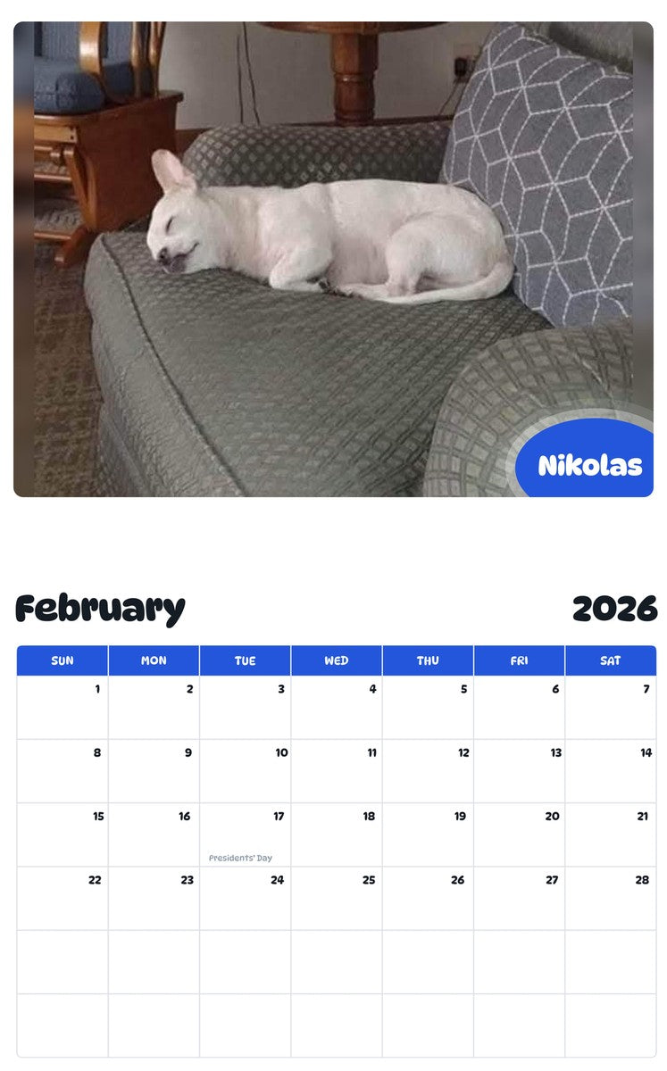 October 2025 - September 2026 Nikolas - Pawidols Pet Calendar