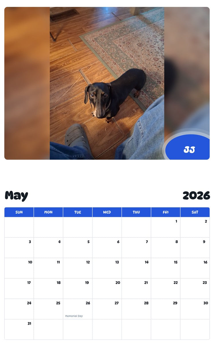 2026 - 2027 JJ - Pawidols Pet Calendar