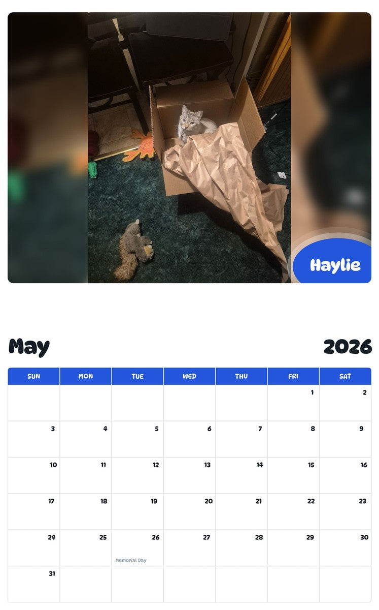 2026 - 2027 Haylie - Pawidols Pet Calendar