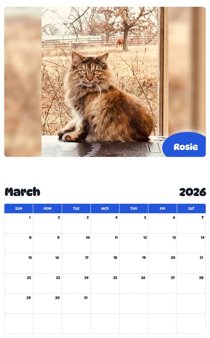 November 2025 - October 2026 Rosie - Pawidols Pet Calendar