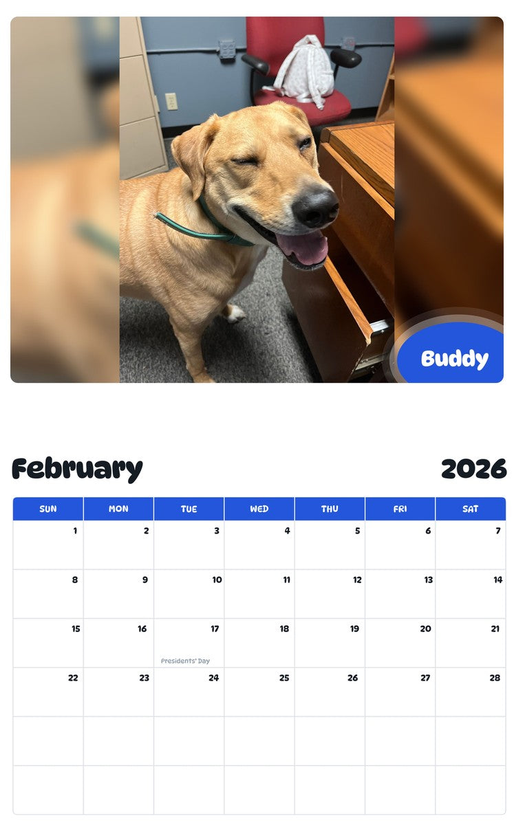 October 2025 - September 2026 Buddy - Pawidols Pet Calendar