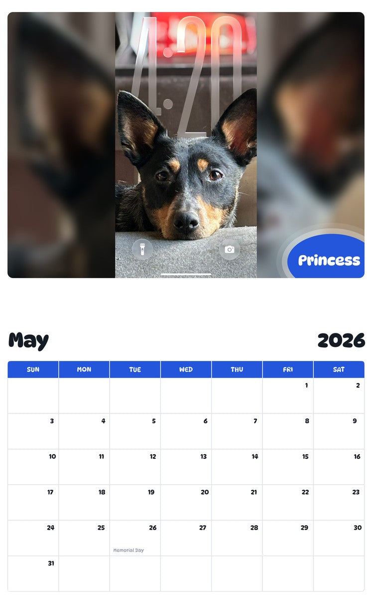 2026 - 2027 Princess - Pawidols Pet Calendar