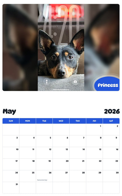 2026 - 2027 Princess - Pawidols Pet Calendar