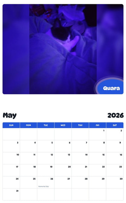 2026 - 2027 Quara - Pawidols Pet Calendar