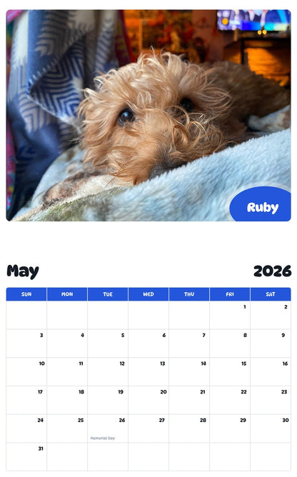 2026 - 2027 Ruby - Pawidols Pet Calendar