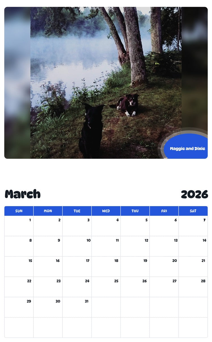 November 2025 - October 2026 Maggie and Dixie - Pawidols Pet Calendar