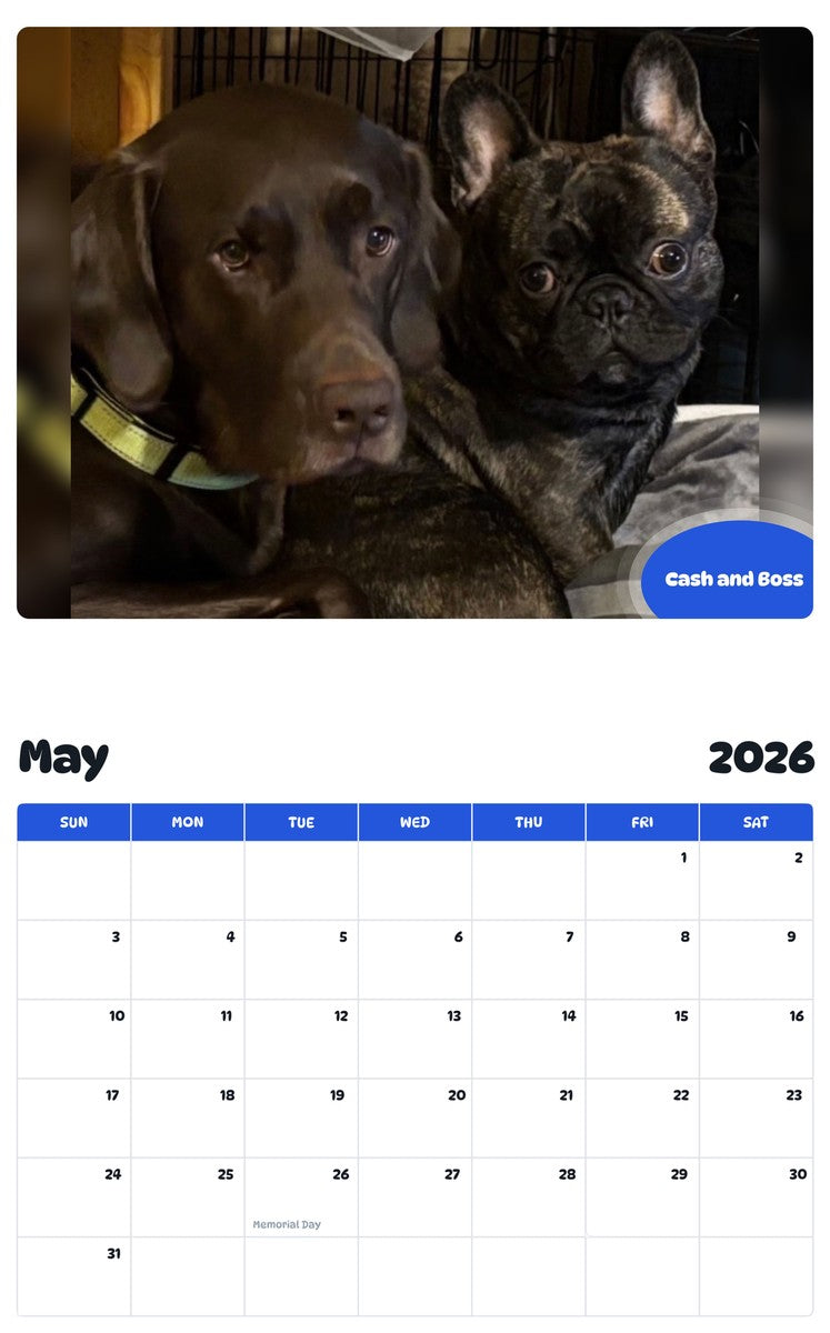 2026 - 2027 Cash and Boss - Pawidols Pet Calendar