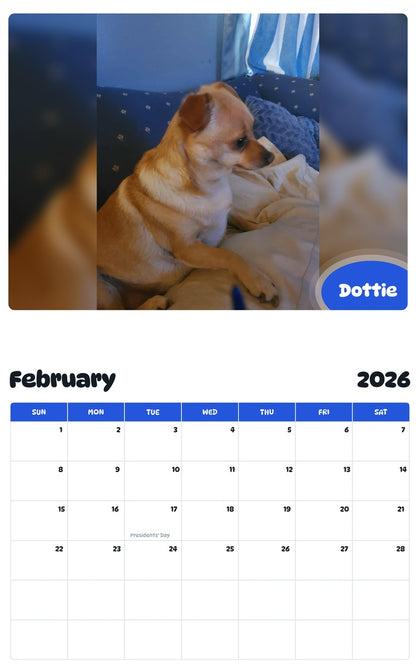 October 2025 - September 2026 Dottie - Pawidols Pet Calendar