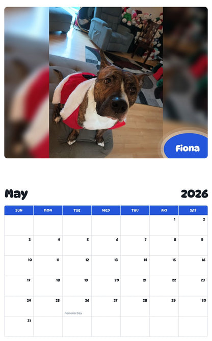 2026 - 2027 Fiona - Pawidols Pet Calendar