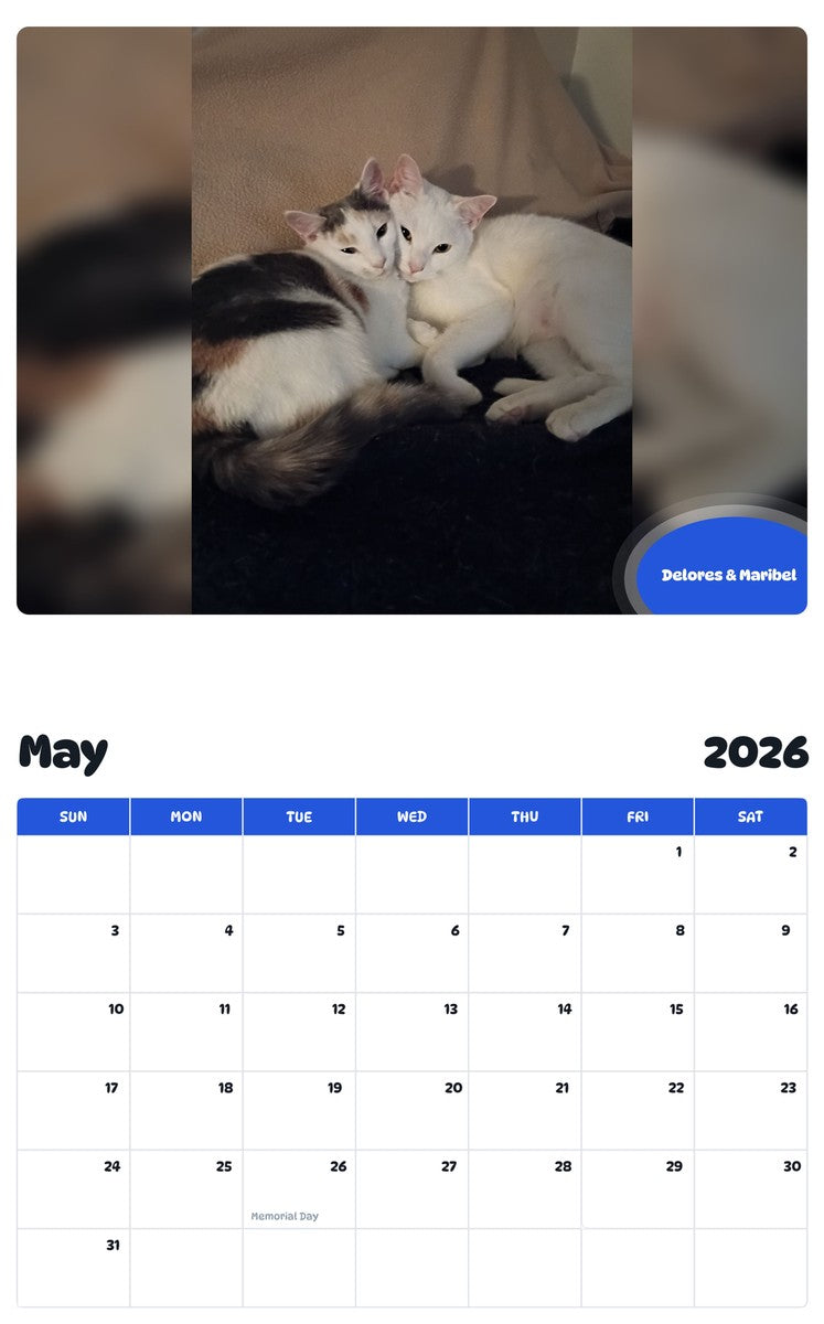2026 - 2027 Delores & Maribel - Pawidols Pet Calendar