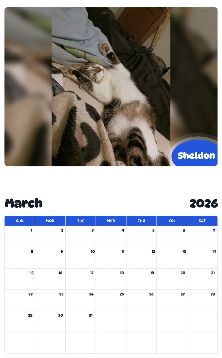 November 2025 - October 2026 Sheldon - Pawidols Pet Calendar