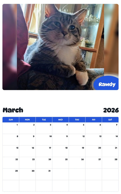 November 2025 - October 2026 Rawdy - Pawidols Pet Calendar